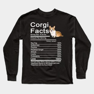 Funny Corgi Facts Nutrition Gift Cardigan Pembroke Long Sleeve T-Shirt